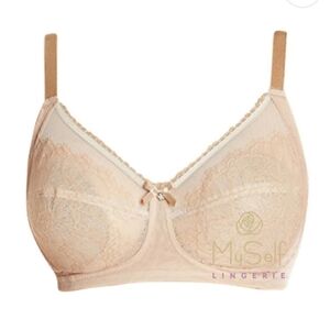Wacoal Women's Retro Chic Wirefree Bra Size 40D Nude Tan Lace Style 852186 NEW